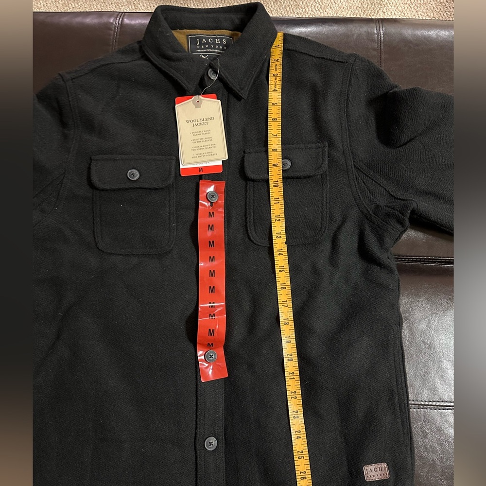 Jachs Men’s Wool Blend Sherpa Jacket Shacket New Black - Picture 6 of 14
